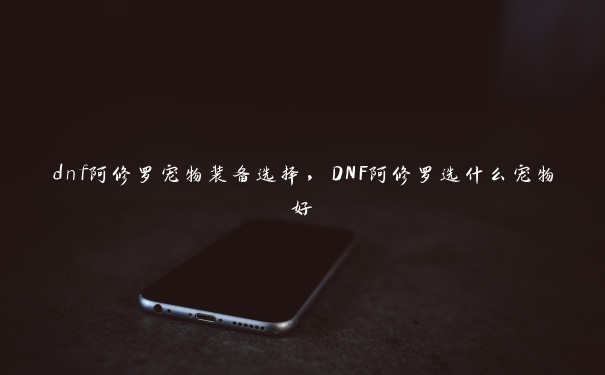 dnf阿修罗宠物装备选择，DNF阿修罗选什么宠物好