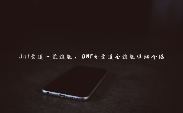 dnf柔道一觉技能，DNF女柔道全技能详细介绍