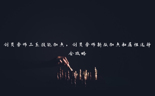 剑灵拳师三系技能加点，剑灵拳师新版加点和属性选择全攻略