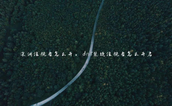 深渊注视者怎么开，dnf裂缝注视者怎么开启